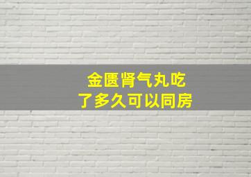 金匮肾气丸吃了多久可以同房