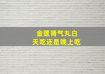 金匮肾气丸白天吃还是晚上吃