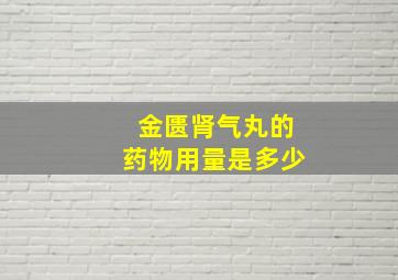 金匮肾气丸的药物用量是多少