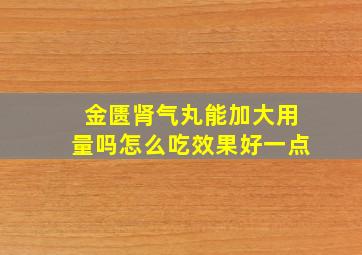 金匮肾气丸能加大用量吗怎么吃效果好一点