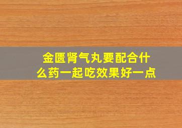 金匮肾气丸要配合什么药一起吃效果好一点