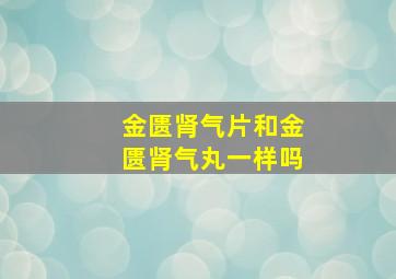 金匮肾气片和金匮肾气丸一样吗