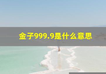 金子999.9是什么意思