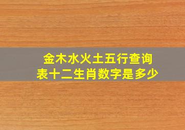 金木水火土五行查询表十二生肖数字是多少