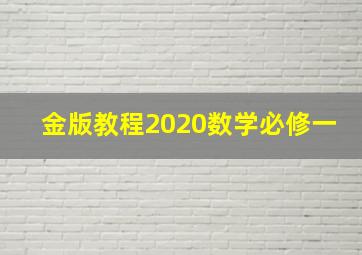 金版教程2020数学必修一