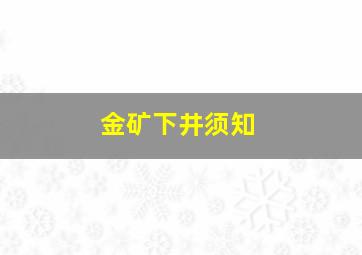 金矿下井须知