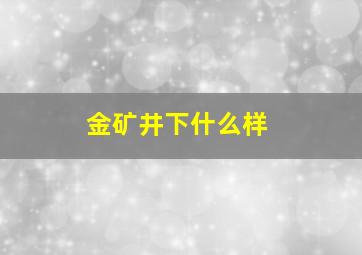 金矿井下什么样