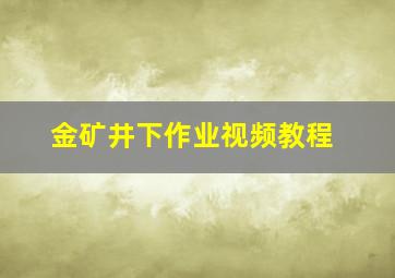 金矿井下作业视频教程