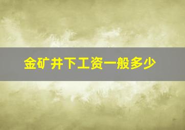 金矿井下工资一般多少