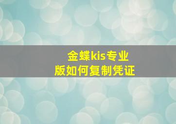 金蝶kis专业版如何复制凭证