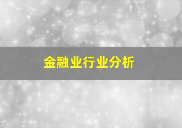 金融业行业分析