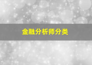 金融分析师分类