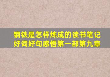 钢铁是怎样炼成的读书笔记好词好句感悟第一部第九章