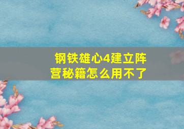 钢铁雄心4建立阵营秘籍怎么用不了