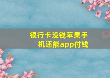 银行卡没钱苹果手机还能app付钱