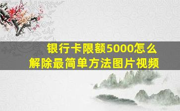 银行卡限额5000怎么解除最简单方法图片视频