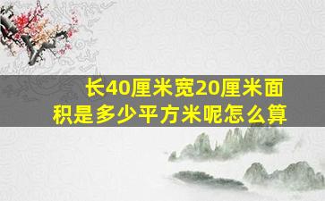 长40厘米宽20厘米面积是多少平方米呢怎么算