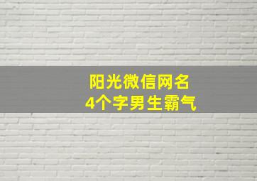 阳光微信网名4个字男生霸气