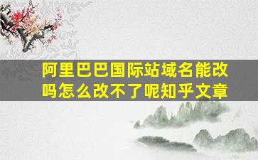 阿里巴巴国际站域名能改吗怎么改不了呢知乎文章