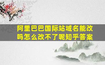 阿里巴巴国际站域名能改吗怎么改不了呢知乎答案