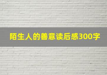 陌生人的善意读后感300字