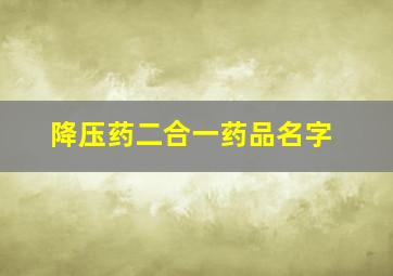 降压药二合一药品名字