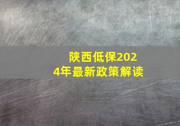 陕西低保2024年最新政策解读