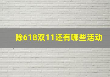 除618双11还有哪些活动