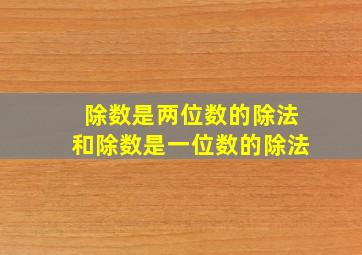 除数是两位数的除法和除数是一位数的除法