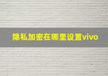 隐私加密在哪里设置vivo