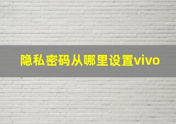 隐私密码从哪里设置vivo