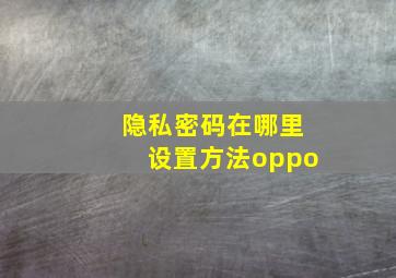 隐私密码在哪里设置方法oppo