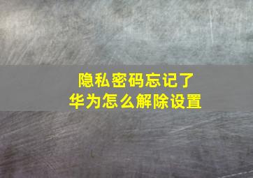 隐私密码忘记了华为怎么解除设置