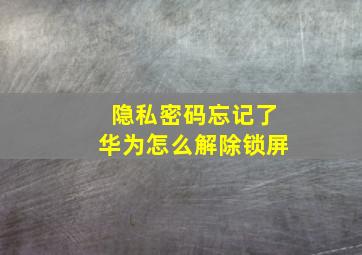 隐私密码忘记了华为怎么解除锁屏