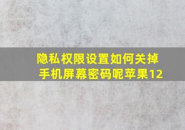 隐私权限设置如何关掉手机屏幕密码呢苹果12