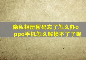 隐私相册密码忘了怎么办oppo手机怎么解锁不了了呢