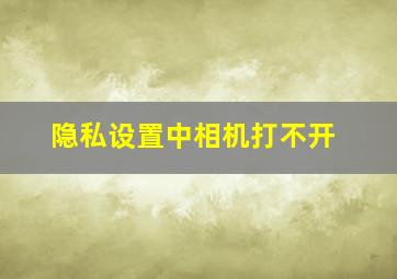 隐私设置中相机打不开