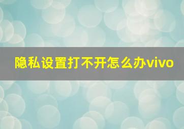 隐私设置打不开怎么办vivo