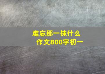 难忘那一抹什么作文800字初一