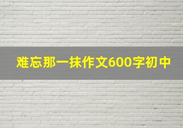 难忘那一抹作文600字初中