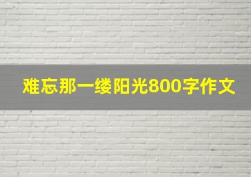 难忘那一缕阳光800字作文