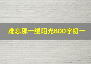 难忘那一缕阳光800字初一