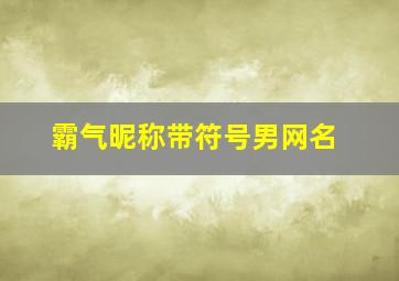 霸气昵称带符号男网名