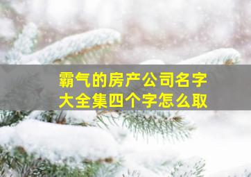 霸气的房产公司名字大全集四个字怎么取