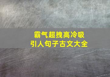 霸气超拽高冷吸引人句子古文大全