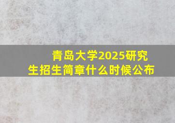 青岛大学2025研究生招生简章什么时候公布