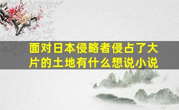 面对日本侵略者侵占了大片的土地有什么想说小说