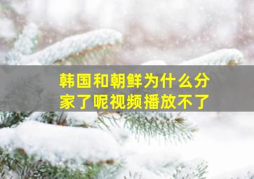 韩国和朝鲜为什么分家了呢视频播放不了