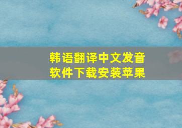 韩语翻译中文发音软件下载安装苹果