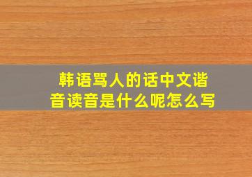 韩语骂人的话中文谐音读音是什么呢怎么写